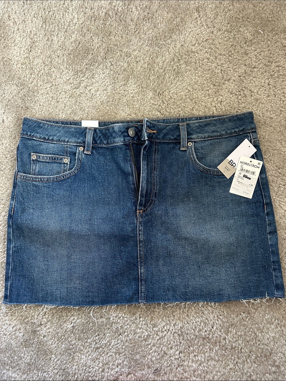 BP Blue Denim Raw-Hem Mini Skirt